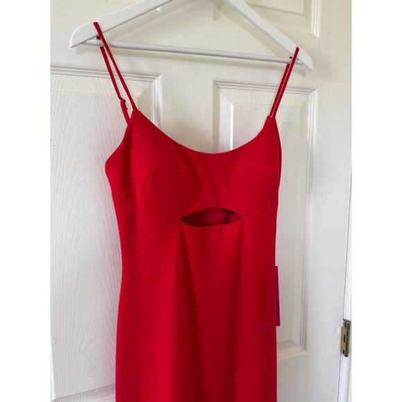 Betsy & Adam Red Spaghetti Strap Christmas Grown Cut-Out Formal Gown Size 6 - Picture 6 of 16